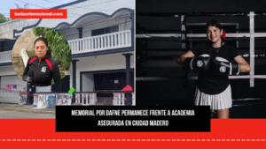 Memorial por Dafne permanece frente a academia asegurada en Ciudad Madero